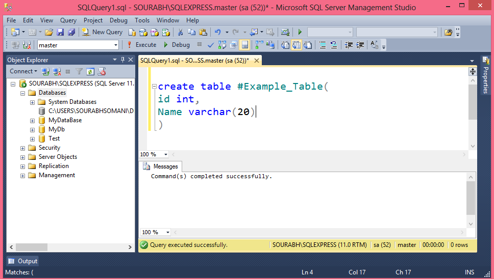 Local Temporary Table